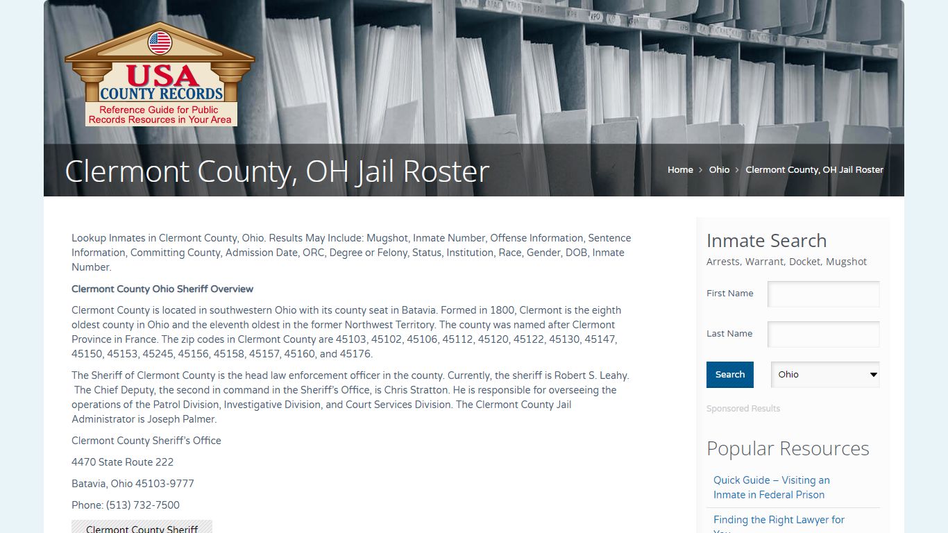 Clermont County, OH Jail Roster | Name Search